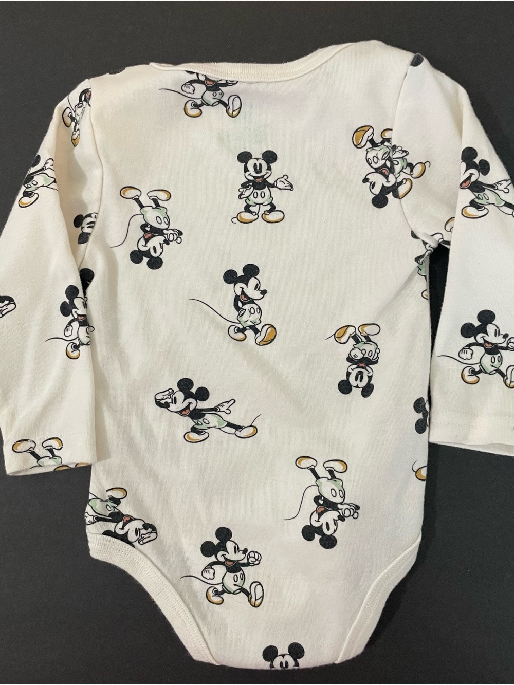 Disney Cream Mickey Mouse Printed Long-Sleeve One-Piece - Picture 8 of 10